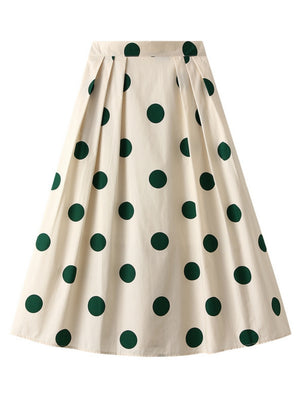 High Waist and Polka-dot Contrast Color Skirt