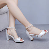 7 cm Round-headed Beaded Tassel Satin Sandals