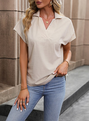 V-neck Short-sleeved Shirt Loose Casual T-shirt