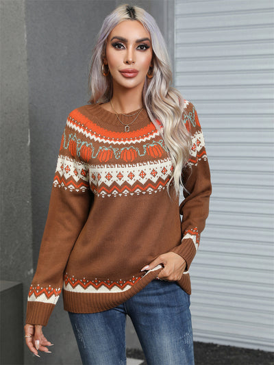 Christmas Print Round Neck Sweater