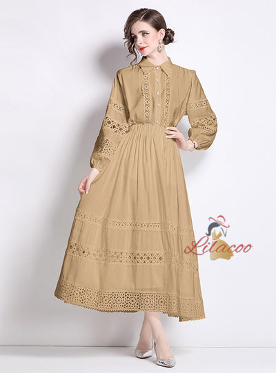 Lapel Splicing Lantern Sleeve Shirt+Skirt Suit