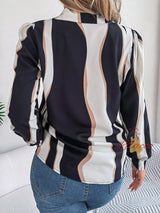 Casual Contrast Striped Long Sleeve Shirt