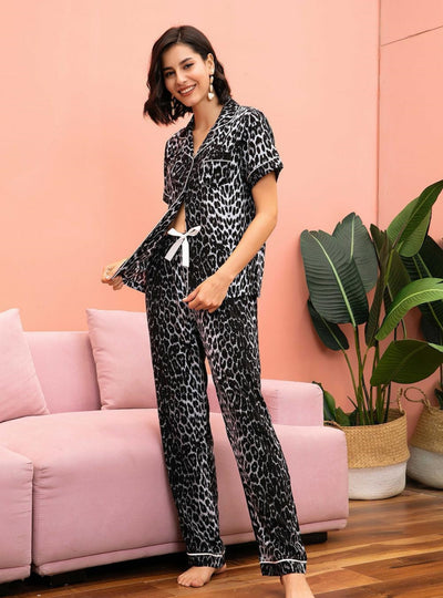 Leopard Short Sleeve Trousers Pajamas