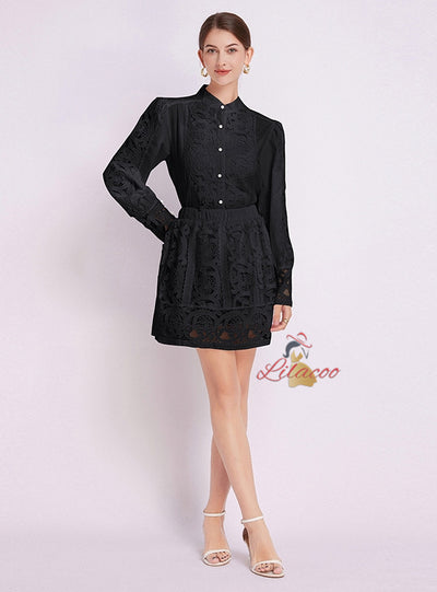 Retro Palace Style Two-piece Lace Suit