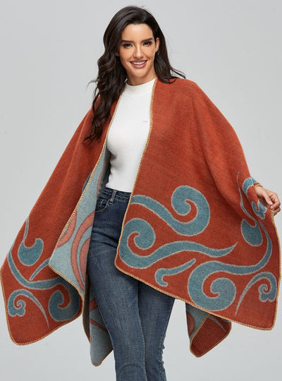 Cashmere-like Cloak Scarf Split Shawl