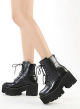 High-heeled Thick-soled Round-headed Zipper Martin Boots