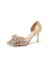 Bow Sequined High Heels Banquet Shoes