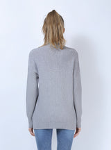 Round Neck Solid Color Long Sleeve Slim Sweater