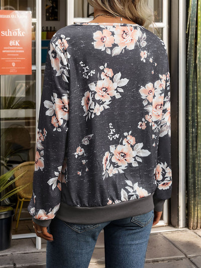 Pullover Long Sleeve V-neck Print Shirt