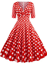 Polka Dot Vintage V-neck Dress