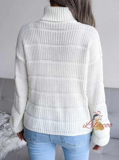 High-necked Long-sleeved Hollow Leisure Sweater