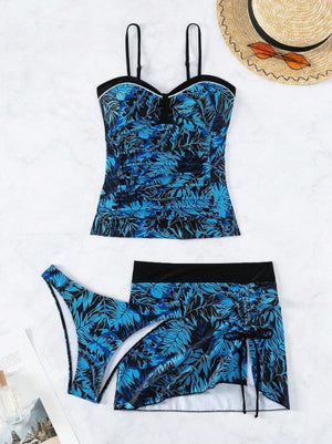 Printed Split Three-piece Sling Bikini