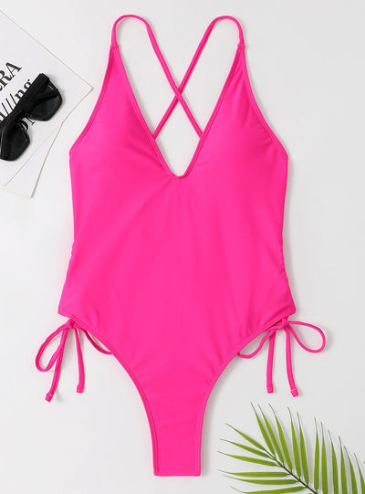 Women Deep V-neck One-piece Bikini