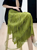 Pleated Tassel Stitching Skirt