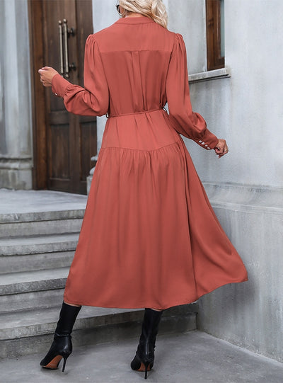 Long Sleeve Solid Color Joker Dress