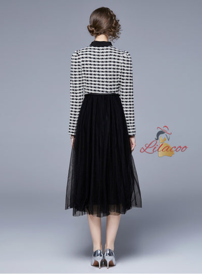 Spliced Pendulum Long-sleeved Dress