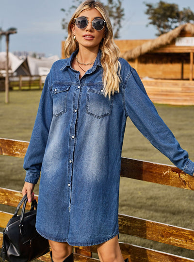 Denim Loose Long-sleeved Dress