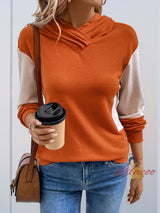 Knitted Hooded Contrasting Colors Shirt