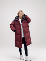 Contrast Color Knee-length Thick Loose Cotton-padded Coat