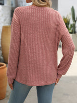 Round Neck Solid Color Long Sleeve T-shirt