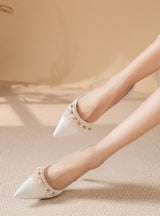 Pearl Rhinestone White High Heels Wedding Shoes