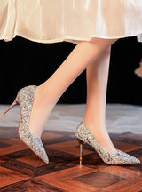 Women Sequined Stilettos Rhinestone Heels Shoes