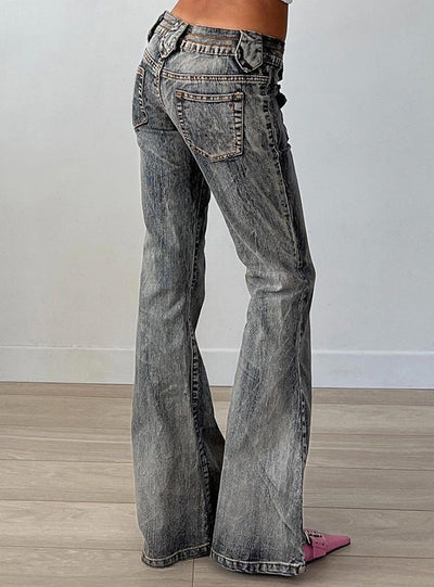 Low Waist Flanging Pocket Jeans