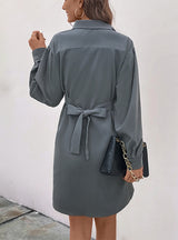 Long Sleeve Solid Color Shirt Dress