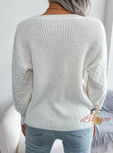 Leisure Lantern Long Sleeve Knitted Sweater