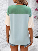 Round Neck Color Matching Short Sleeve T-shirt