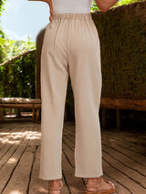 Women Pleats Solid Color Pant