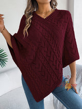 Casual Solid Color Twist Loose Cloak Sweater Coat