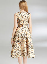 Retro Slim Sleeveless Printed Dress