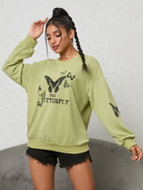 Butterfly Crewneck Printed Loose Top