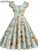 Printed Silm Waist Retro Hepburn Dress