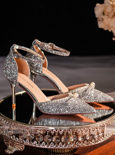 Women Beaded Pointed Wedding Shoes