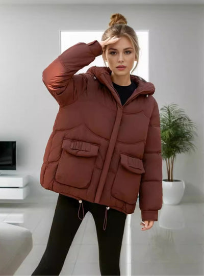 Loose Short Hooded Padded Down Jacket Coat