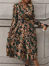 Long-sleeved Leopard Print Dress