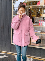 Corduroy Loose Padded Down Jacket Coat