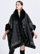 Jacquard Plus Size Knitted Cardigan Shawl Cloak