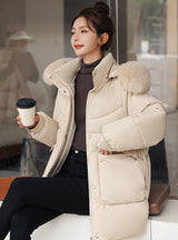 Long Thick Detachable Hat Cotton-padded Coat