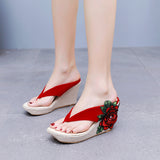 9 cm Bohemian Waterproof Platform Thick-soled Wedge Slippers