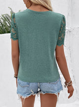 Stitching Short Sleeves Round Neck