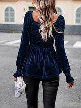 Velvet Long Sleeve Shirt Top