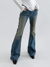 Elastic Slim Washed Blue Jeans