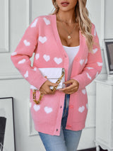 Women Love Heart Button Sweater Coat