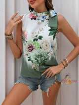 Sleeveless Floral Print Shirt