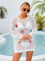 Beach Hollow Five-pointed Star Long Sleeve Cover Up