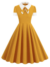 1950'S Bow Contrast Vintage Dress