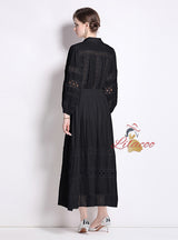 Lapel Splicing Lantern Sleeve Shirt+Skirt Suit